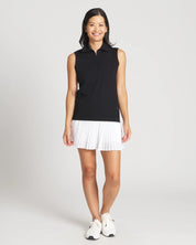 Black || Erin Sleeveless Polo Front