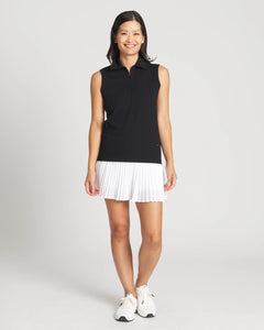 Black || Erin Sleeveless Polo Front