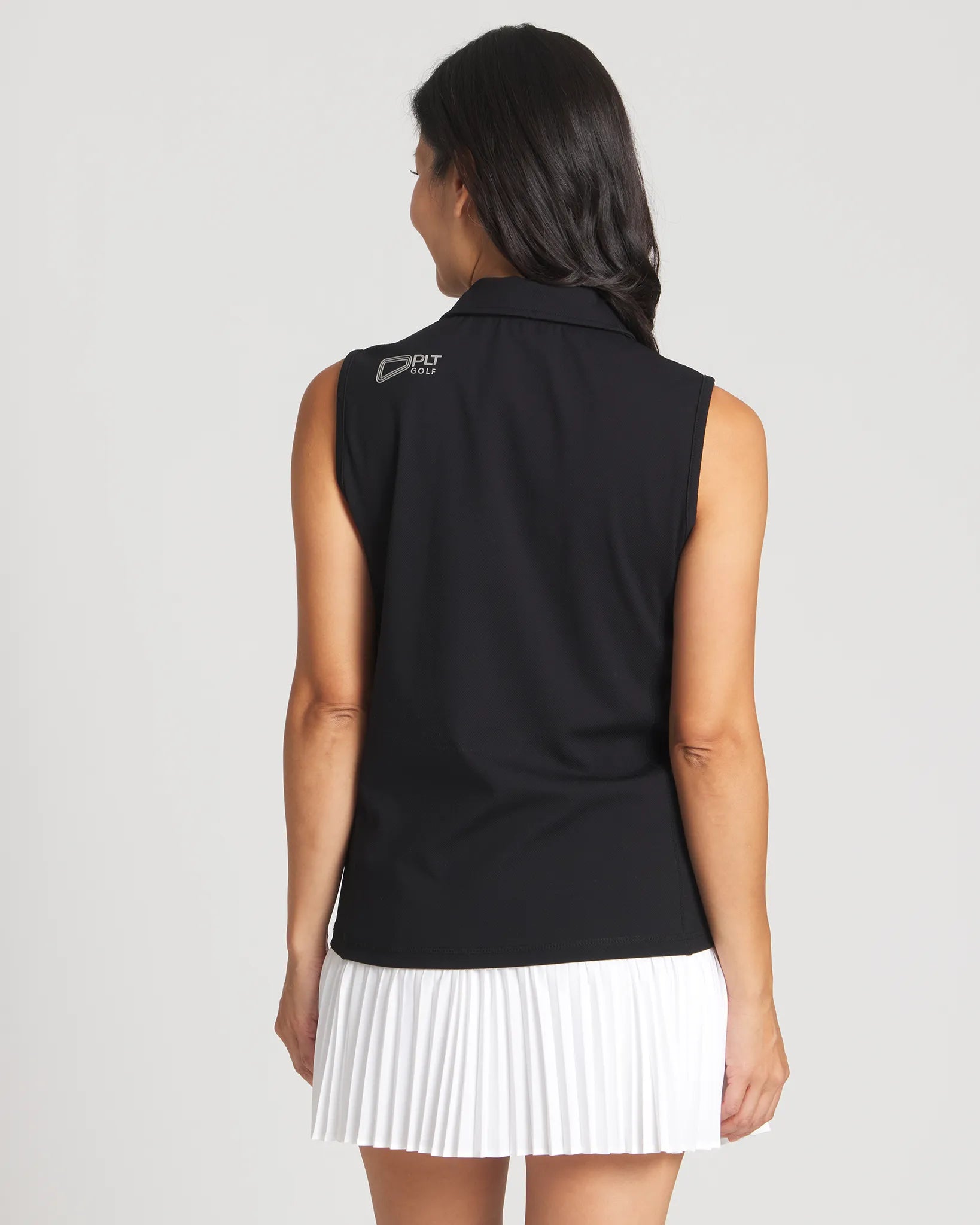 Black || Erin Sleeveless Polo Back