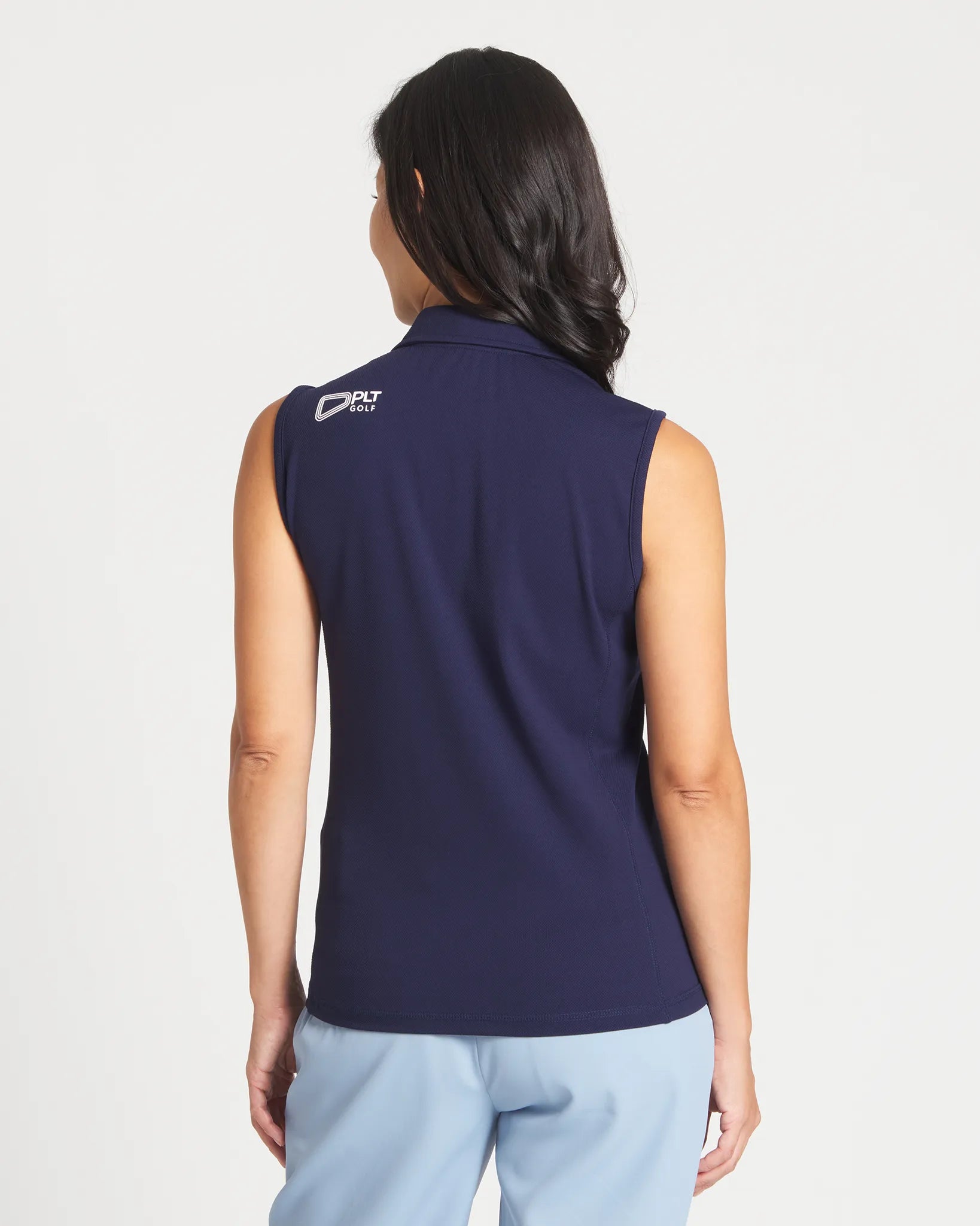 Navy || Erin Sleeveless Polo Back