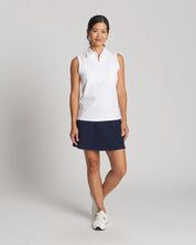 White || Erin Sleeveless Polo Front