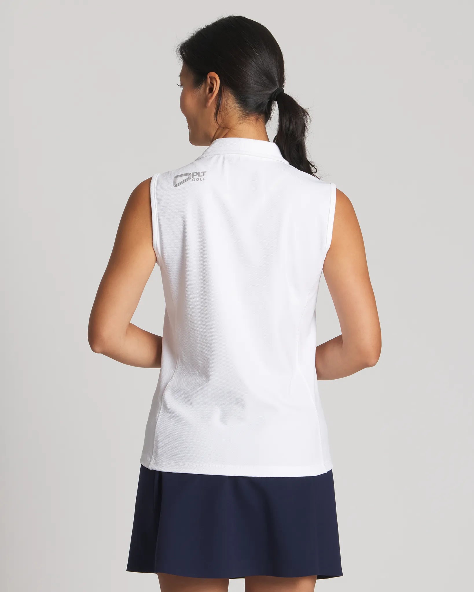White || Erin Sleeveless Polo Back